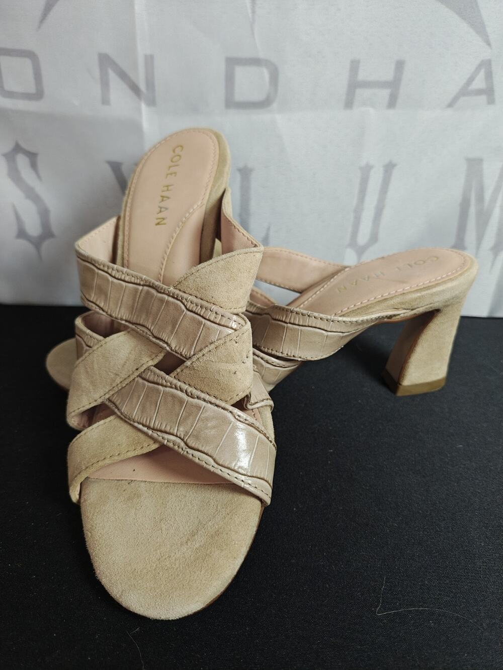 Cole Haan $150 Women's 5 grand360 April Suede Mule Sandals in natural tan